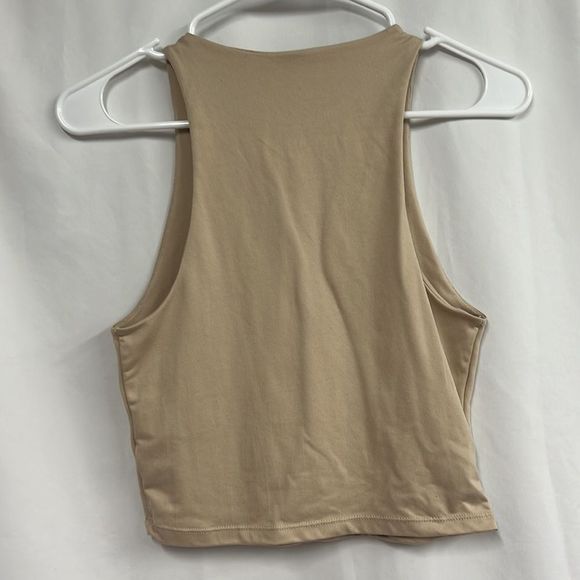 Basic Tan High Neck Cropped Tank - Picture 4 of 4